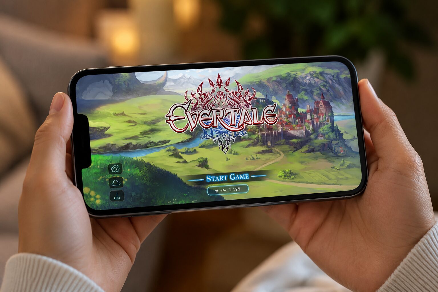 スマホでRPGを始める様子をイメージした画像