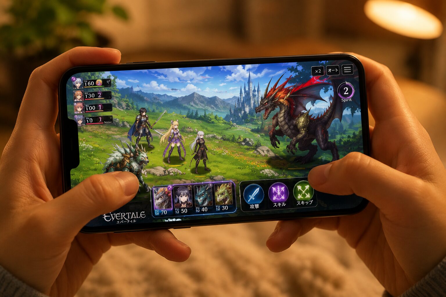 エバーテイルをスマホでプレイするイメージ画像