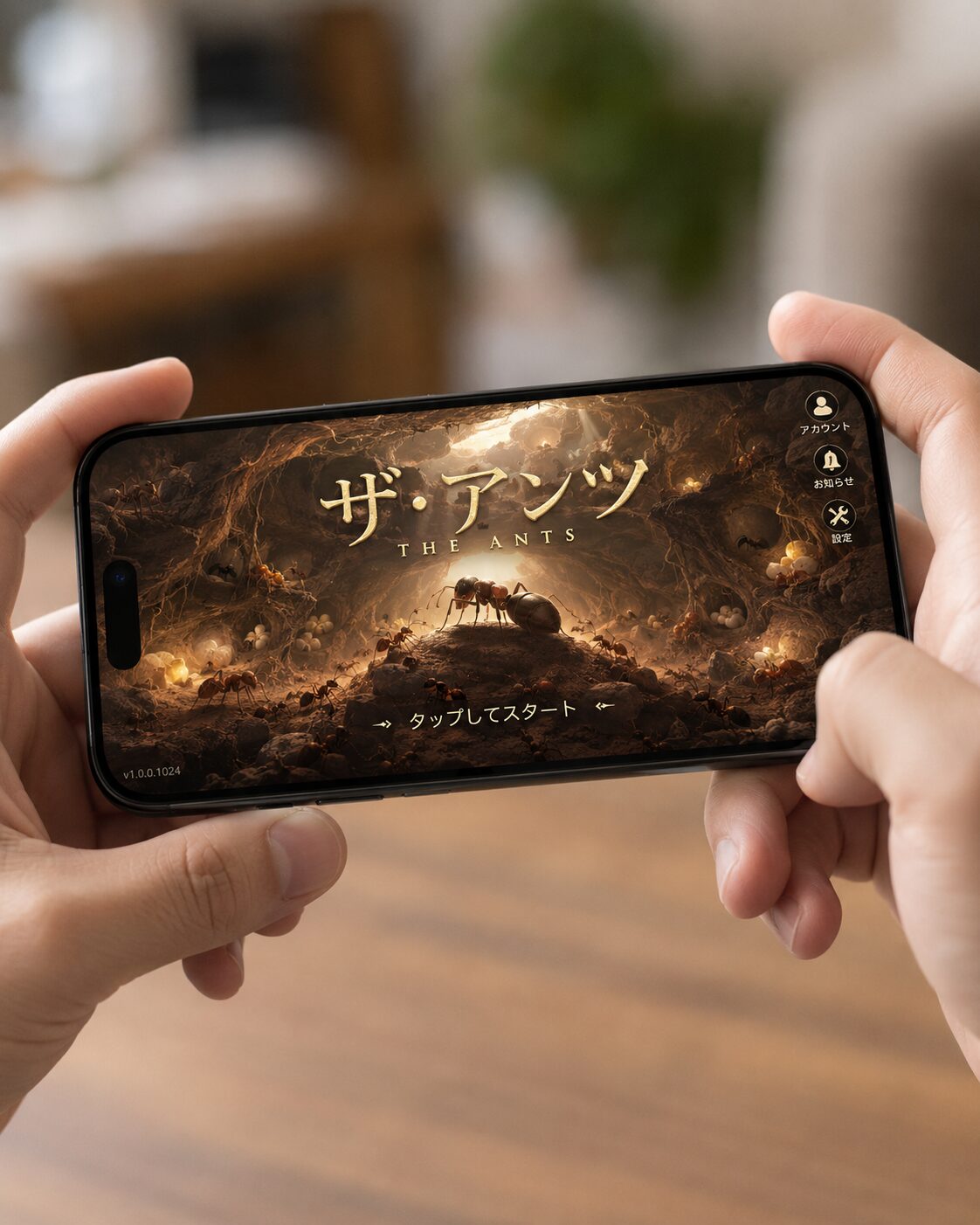 ザ・アンツをスマホでプレイするイメージ ザ・アンツをスマホでプレイしているイメージ画像