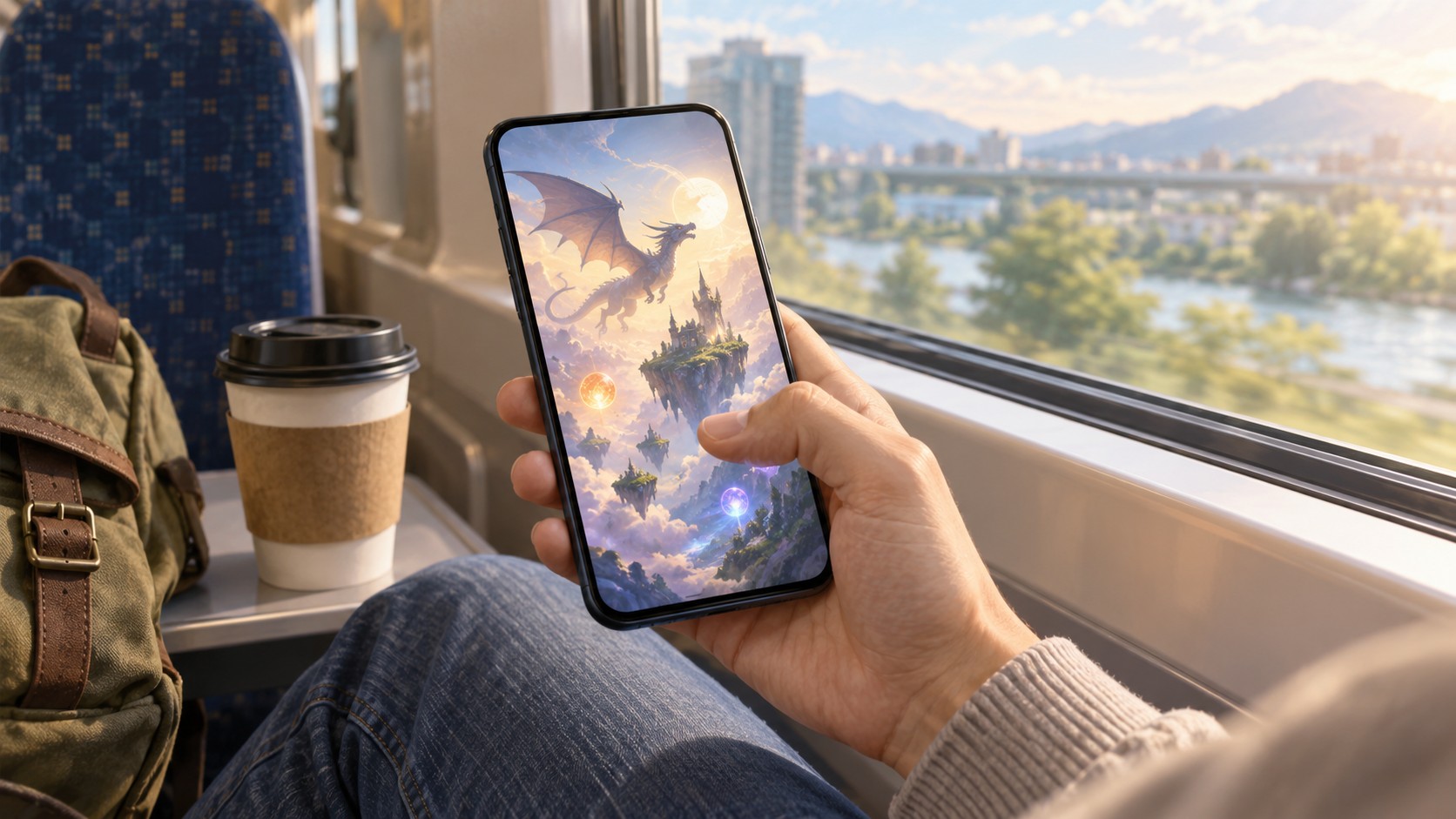 ドラゴンエッグをスマホでプレイするイメージ ドラゴンエッグをスマホでプレイしているイメージ画像