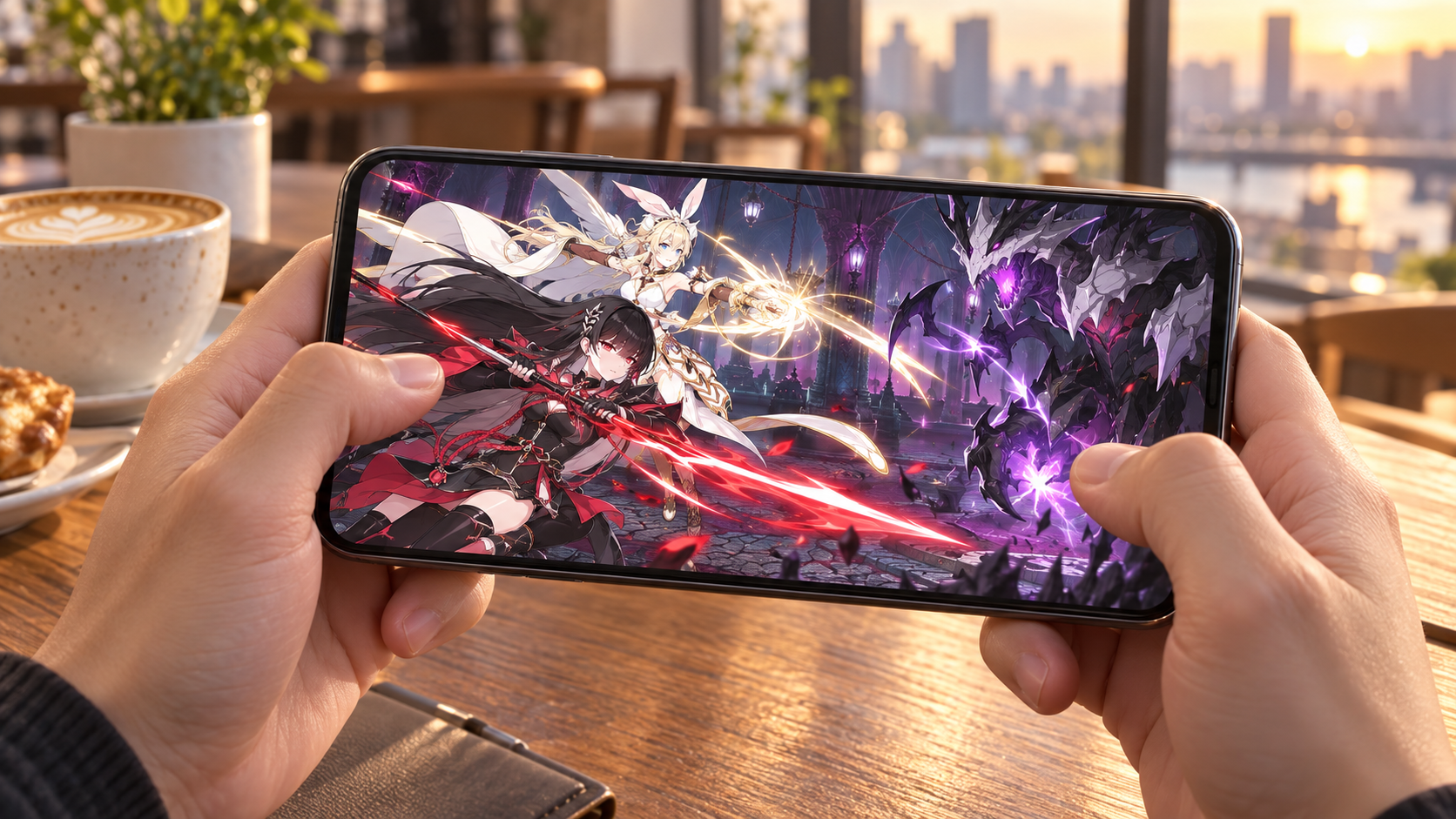 エピックセブンをスマホでプレイしているイメージ エピックセブンをスマホでプレイしているイメージ画像