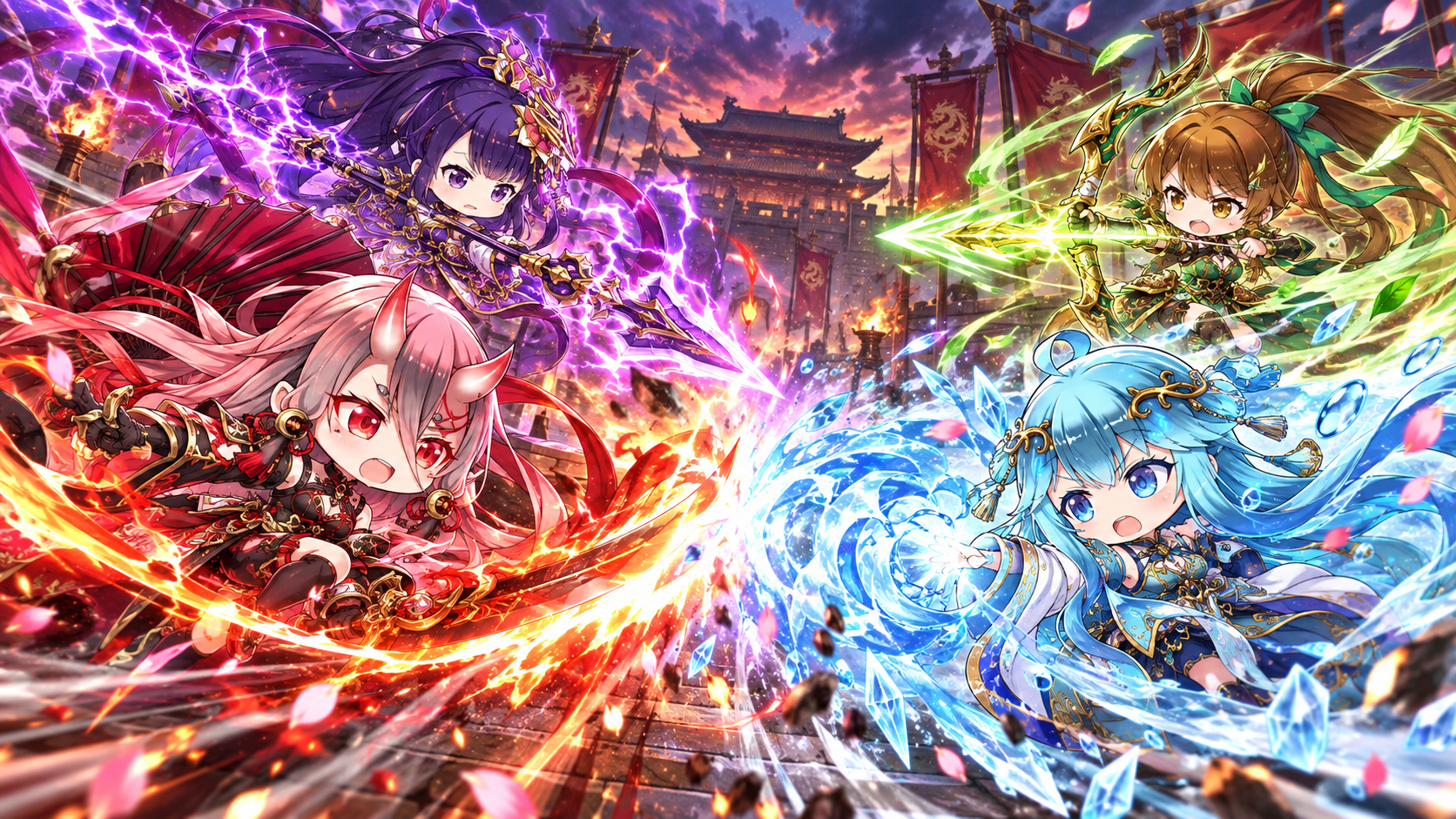 三国ドライブのリアルタイム対戦画面イメージ 三国ドライブでリアルタイム対戦をしているイメージ画像