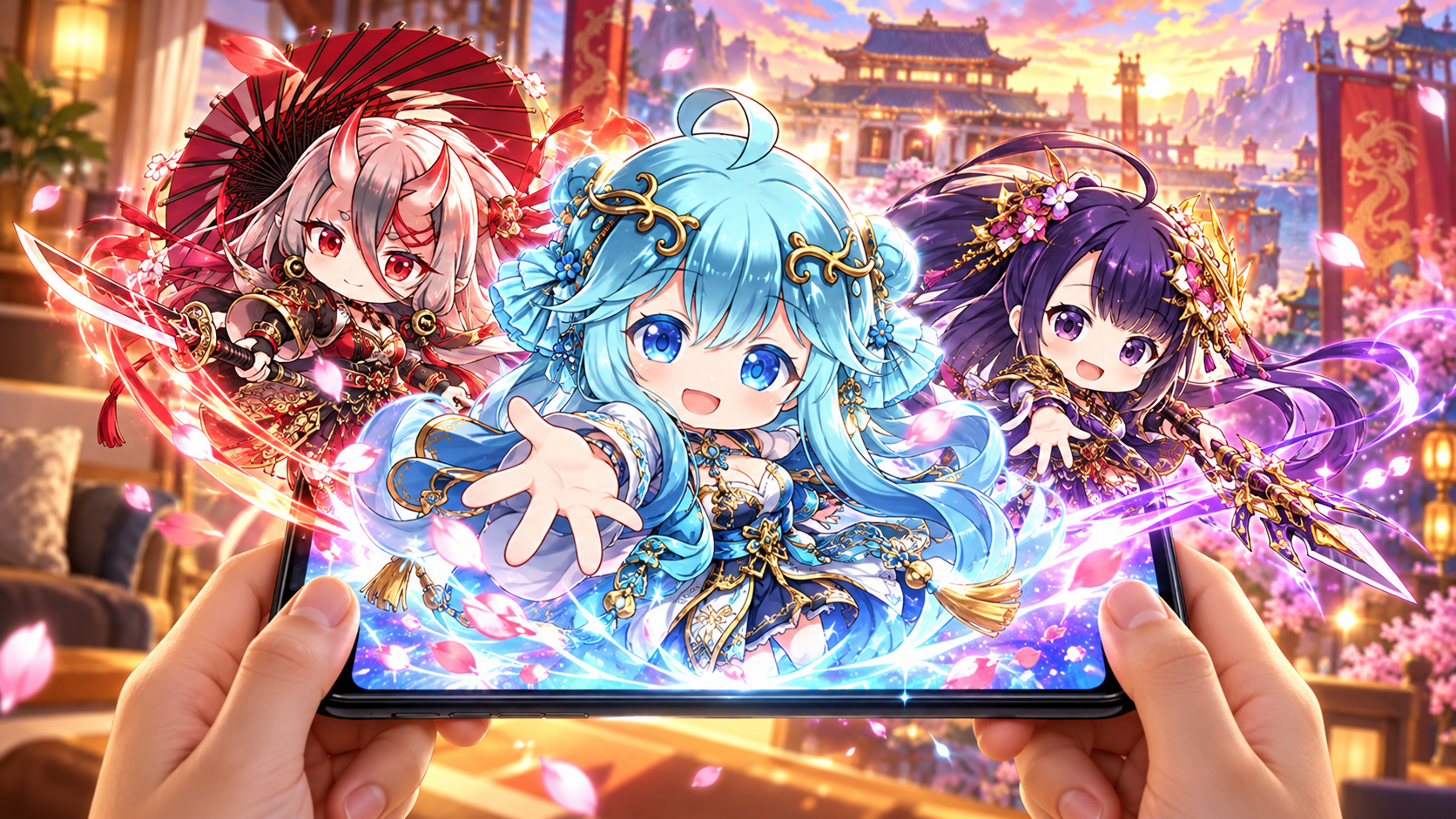 三国ドライブをスマホでプレイするイメージ 三国ドライブをスマホでプレイしているイメージ画像