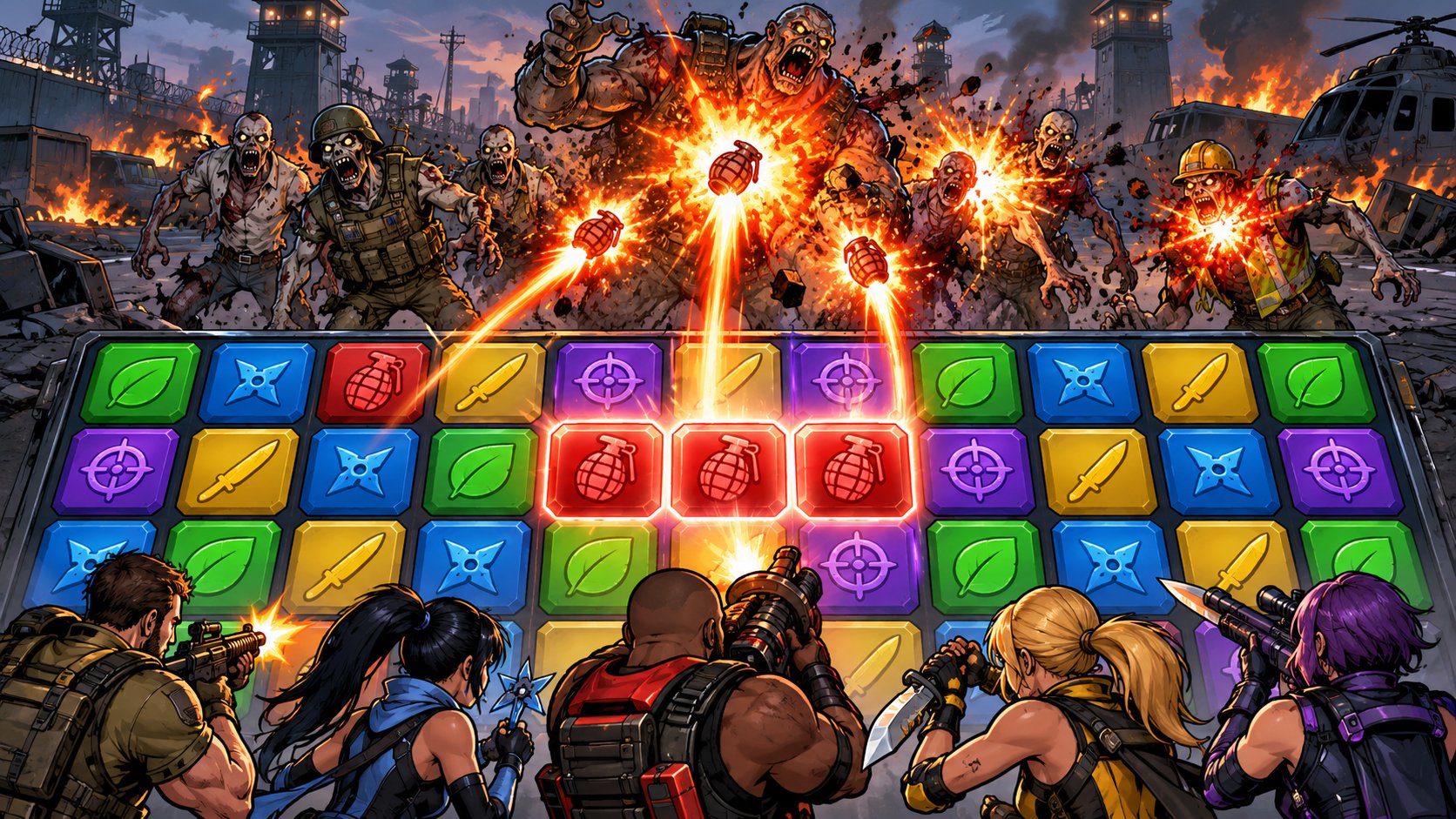パズルコンバットでブロックをそろえて攻撃するイメージ ブロックをそろえて攻撃するイメージ画像