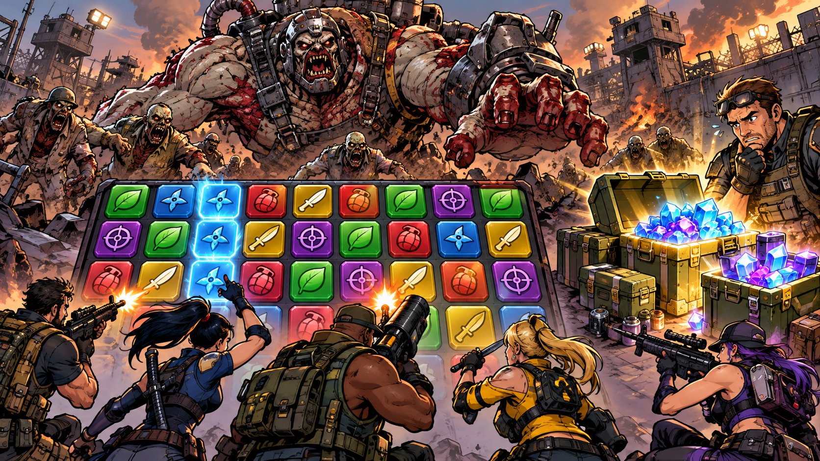 パズルコンバットの強いボスと課金に迷うイメージ 強いボスの前で迷うイメージ画像