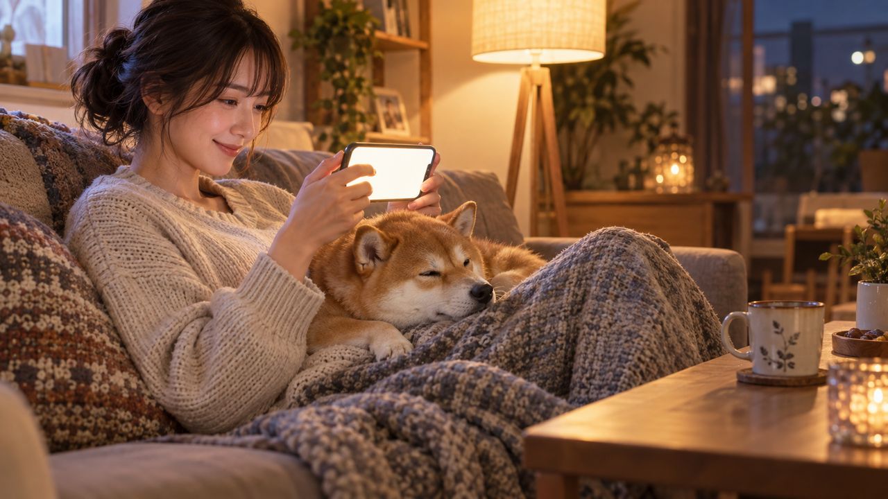 ワンちゃんごちゃごちゃ大戦争をスマホで遊ぶイメージ スマホで遊ぶイメージ画像